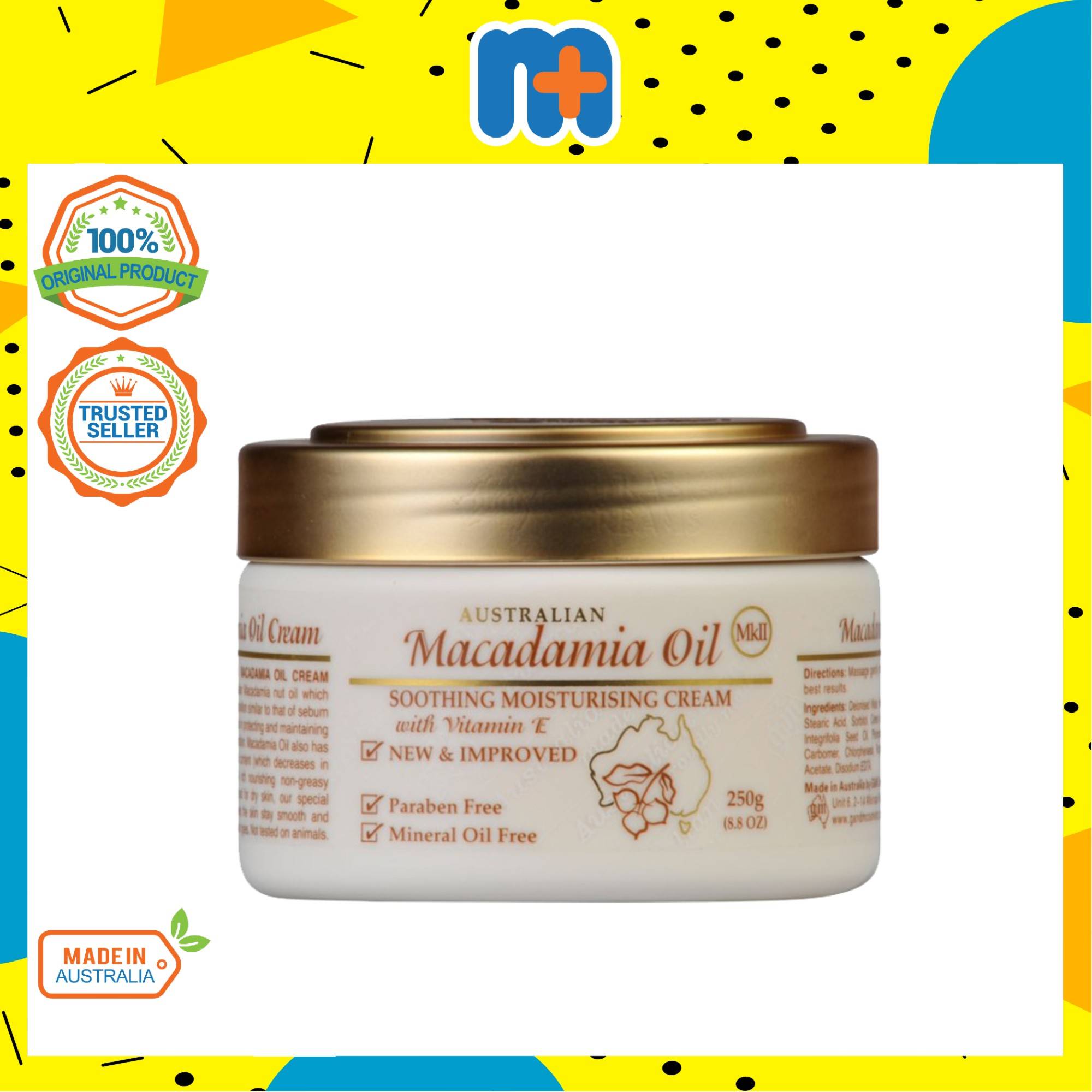 AUSTRALIAN CREAMS MACADAMIA SOOTHING MOISTURISING CREAM WITH VITAMIN E 250G